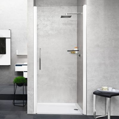 Novellini Young 1B drzwi prysznicowe 87 cm biały mat/szkło przezroczyste Y21B87-1U