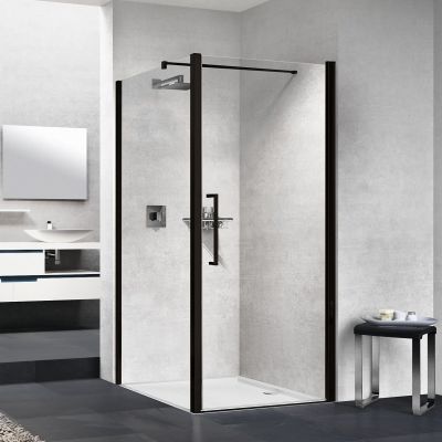 Novellini Young 2.0 F1B ścianka prysznicowa 99 cm boczna czarna/szkło przezroczyste Y2F1B99-1H