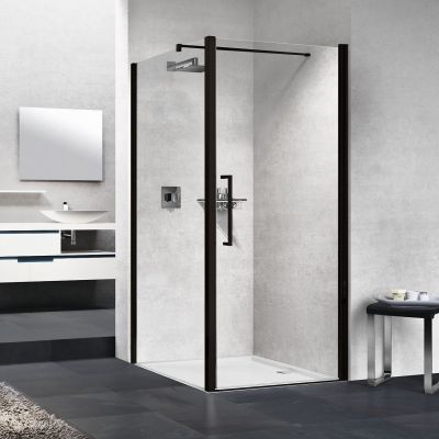 Novellini Young 2.0 F1B ścianka prysznicowa 69 cm boczna czarna/szkło przezroczyste Y2F1B69-1H