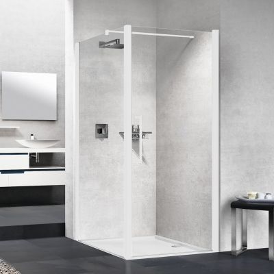 Novellini Young 2.0 F1B ścianka prysznicowa 89 cm boczna biały mat/szkło przezroczyste Y2F1B89-1U