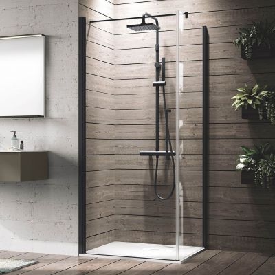 Novellini Young 2.0 G+F drzwi prysznicowe 77 cm czarny/szkło przezroczyste Y2G77-1H