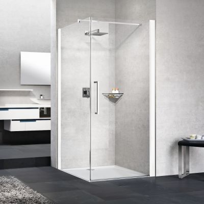 Novellini Young 2.0 G+F ścianka prysznicowa 77 cm boczna biały mat/szkło przezroczyste Y2FG77-1U