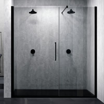 Novellini Young 2.0 G+F drzwi prysznicowe 117 cm czarny/szkło przezroczyste Y2GFL117-1H