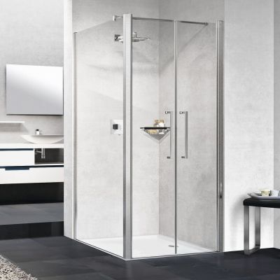 Novellini Young 2.0 F2B ścianka prysznicowa 89 cm boczna srebrna/szkło przezroczyste Y2F2B89-1B