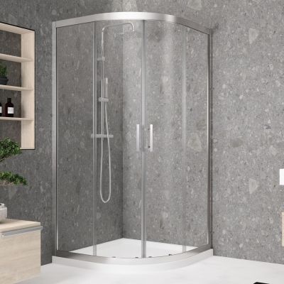 Novellini Kali R kabina prysznicowa 90x90 cm półokrągła srebrny/szkło przezroczyste KALIR90-1B