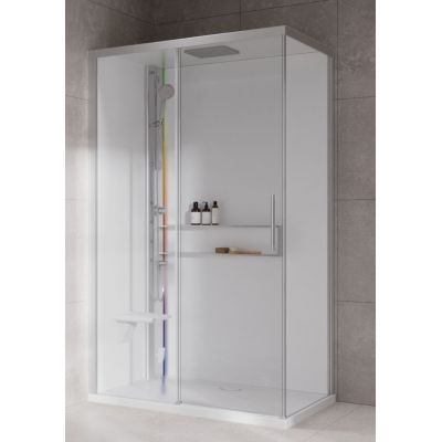 Novellini Glax 2 2.0 2P kabina z hydromasażem 120x80 cm parowa z brodzikiem lewa srebrna G222P120SM5-1BB