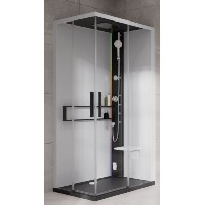 Novellini Glax 2 2.0 A kabina z hydromasażem 100x100 cm parowa z brodzikiem czarna G22A100M5-1HU