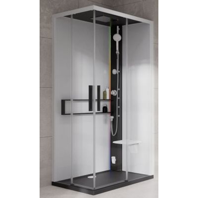 Novellini Glax 2 2.0 A kabina z hydromasażem 100x100 cm parowa z brodzikiem czarna G22A109M5-1HU