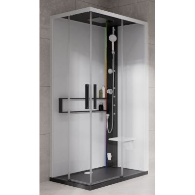 Novellini Glax 2 2.0 A kabina z hydromasażem 90x70 cm prawa parowa z brodzikiem czarna G22A9079DM5-1HU