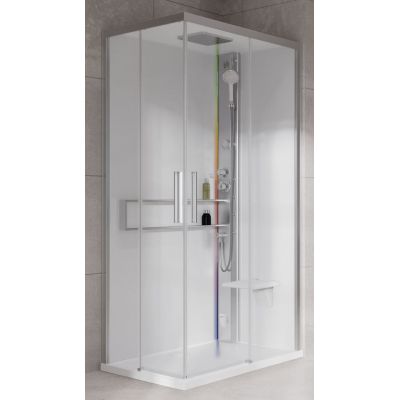 Novellini Glax 2 2.0 A kabina z hydromasażem 90x90 cm parowa z brodzikiem srebrna G22A99T5-1BB