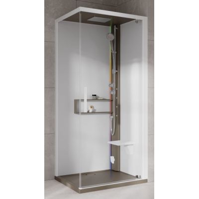 Novellini Glax 2 2.0 G+F kabina z hydromasażem 80 cm kwadratowa prawa parowa z brodzikiem corda G22GF80DT5-1TU