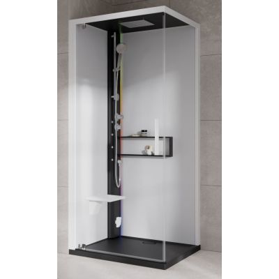 Novellini Glax 2 2.0 G+F kabina z hydromasażem 90 cm kwadratowa lewa parowa z brodzikiem czarna G22GF90ST5-1HU