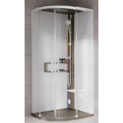 Novellini Glax 2 2.0 R kabina z hydromasażem 100x100 cm półokrągła parowa z brodzikiem corda G22R109M5-1TU