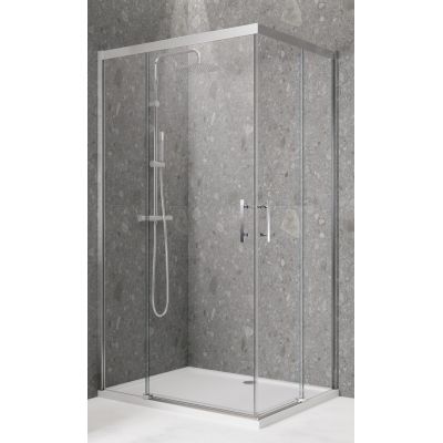 Novellini Kali A-H drzwi prysznicowe 111 cm częściowe 1/2 srebrny/szkło przezroczyste KALIAH111L-1B