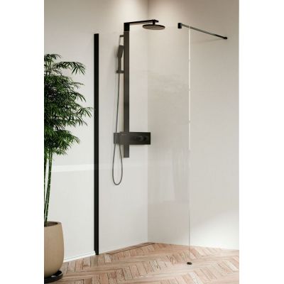 Novellini Kali H Walk-In ścianka prysznicowa 100 cm wolnostojąca czarny/szkło przezroczyste KALIH100-1H