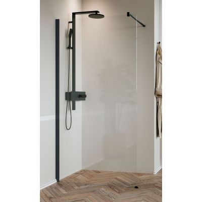 Novellini Kali H Walk-In ścianka prysznicowa 110 cm wolnostojąca czarny/szkło przezroczyste KALIH110-1H