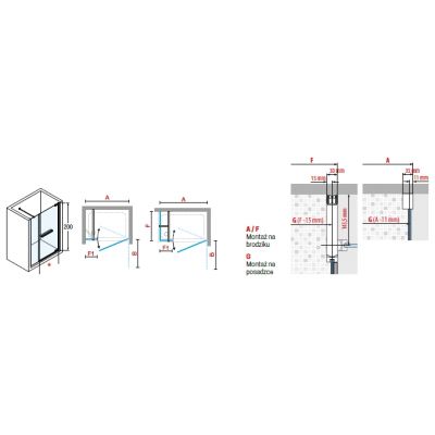 Novellini Essential drzwi prysznicowe 140 cm uchylne różowe złoto szczotkowane/szkło przezroczyste N180GFL140-1R