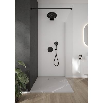 Oltens Bo ścianka prysznicowa 110 cm czarny mat/szkło przezroczyste 22003300