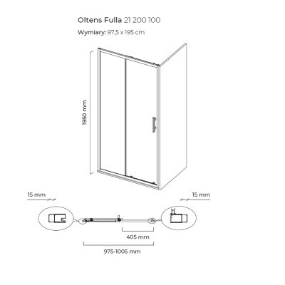Oltens Fulla drzwi prysznicowe 100 cm rozsuwane chrom połysk/ 21200100