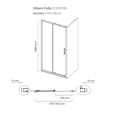 Oltens Fulla drzwi prysznicowe 130 cm rozsuwane chrom połysk/ 21203100