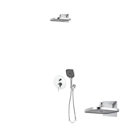 Oltens Molle zestaw bateria wannowo-prysznicowa podtynkowa z deszczownicą Vann (S) i słuchawką 3-funkcyjną Havis EasyClick (S) chrom 36022100