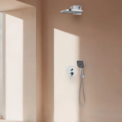 Oltens Molle zestaw bateria wannowo-prysznicowa podtynkowa z deszczownicą Vann (S) i słuchawką 3-funkcyjną Havis EasyClick (S) chrom 36022100