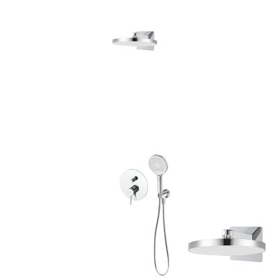 Oltens Molle zestaw bateria wannowo-prysznicowa podtynkowa z deszczownicą Regna i słuchawką 3-funkcyjną Luva EasyClick chrom 36023100
