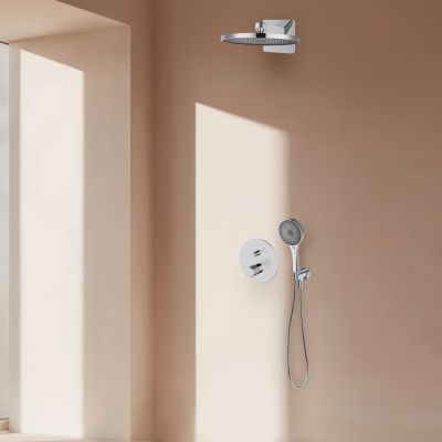 Oltens Hamnes zestaw bateria wannowo-prysznicowa podtynkowa z deszczownicą Vann i słuchawką 3-funkcyjną Havis EasyClick chrom 36024100