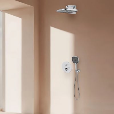 Oltens Hamnes zestaw bateria wannowo-prysznicowa podtynkowa z deszczownicą Vann (S) i słuchawką 3-funkcyjną Havis EasyClick (S) chrom 36025100