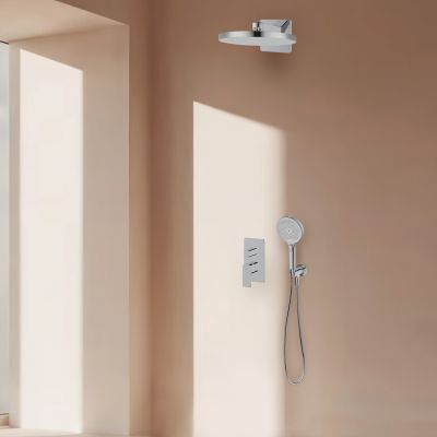 Oltens Hadsel zestaw bateria wannowo-prysznicowa podtynkowa z deszczownicą Regna i słuchawką 3-funkcyjną Luva EasyClick chrom 36029100