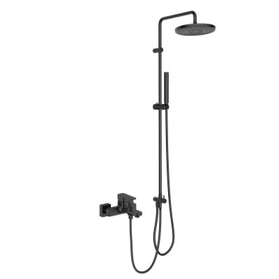 Oltens Hadsel zestaw prysznicowy z baterią wannowo-prysznicową ścienną czarny mat 36054300