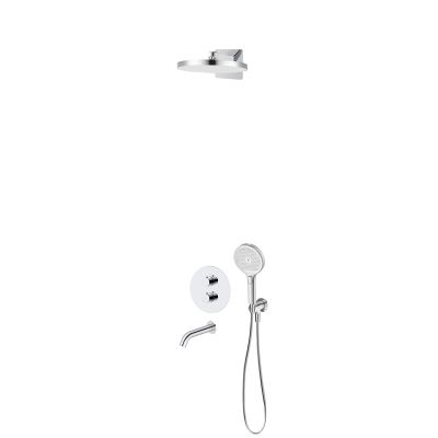 Oltens Katla zestaw bateria wannowo-prysznicowa podtynkowa z deszczownicą Regna i słuchawką 3-funkcyjną Luva EasyClick chrom 36067100