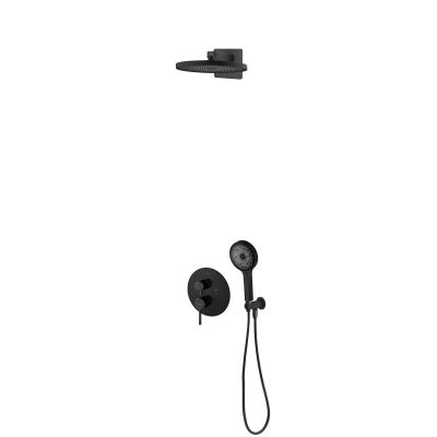 Oltens Rann zestaw bateria wannowo-prysznicowa podtynkowa z deszczownicą Vann i słuchawką 3-funkcyjną Havis EasyClick czarny mat 36071300