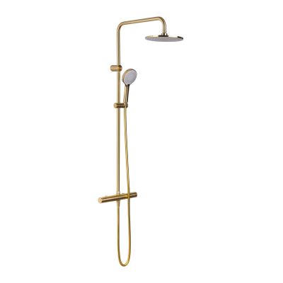 Oltens Atran zestaw prysznicowy termostatyczny z deszczownicą złoto szczotkowane 36500810