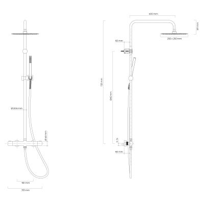 Oltens Boran zestaw prysznicowy ścienny termostatyczny z deszczownicą chrom 36502100