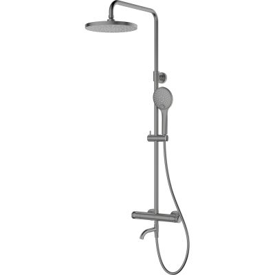 Oltens Vatten Numa zestaw wannowo-prysznicowy ścienny z baterią termostatyczną i deszczownicą grafit 36507400