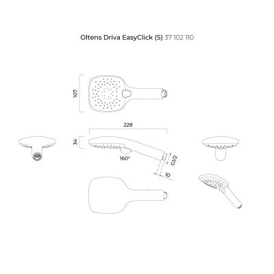 Oltens Driva EasyClick (S) słuchawka prysznicowa chrom/biały 37102110
