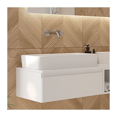Oltens Lustra umywalka 60,5x35 cm prostokątna nablatowa biała 40306000