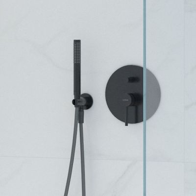 Zestaw Oltens Molle bateria podtynkowa z deszczownicą 30 cm Vindel i kompletem prysznicowym Ume czarny mat 36600300