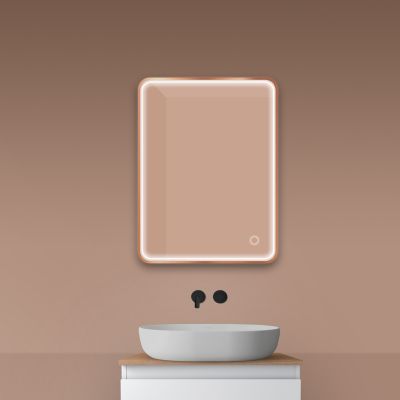 Oltens Nordlis lustro 60x80 cm prostokątne z oświetleniem z przodu z matą grzewczą miedź szczotkowana 64116610