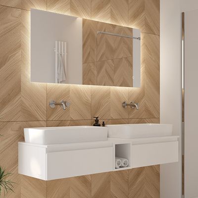 Oltens Vernal zestaw mebli łazienkowych 140 cm z blatem szary mat/biały połysk 68647700