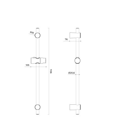 Oltens Alling drążek prysznicowy 90 cm grafit 37301400