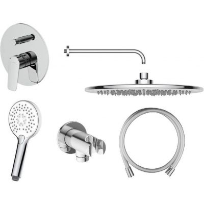 Zestaw Oltens Vernal bateria podtynkowa z deszczownicą 30 cm Sondera i kompletem prysznicowym Driva EasyClick (34104100, 37002100, 39400100, 37101110, 37200100, 39304100)