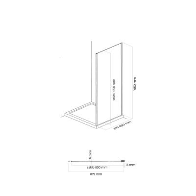 Oltens Breda ścianka prysznicowa 90 cm boczna czarny mat/szkło przezroczyste 22105300