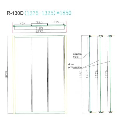 Drzwi prysznicowe przesuwane 130 cm chrom/ transparentne Omnires R-130D