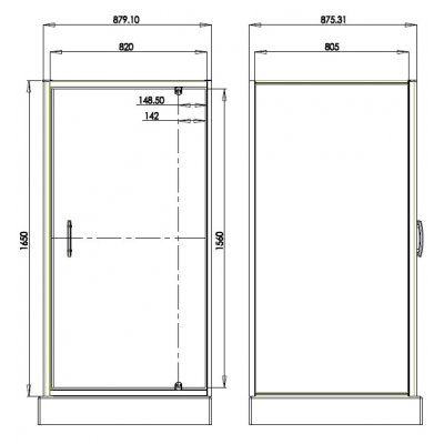 Kabina prysznicowa 90 x 90 x 165 cm chrom/ transparentny Omnires S-90KNCRTR
