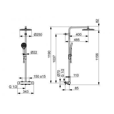Oras Optima Style zestaw prysznicowy ścienny termostatyczny z deszczownicą chrom 7192NU