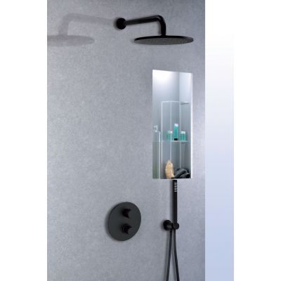 Paffoni Light zestaw prysznicowy podtynkowy termostatyczny z deszczownicą czarny mat LIQ018ZSC2A.NO