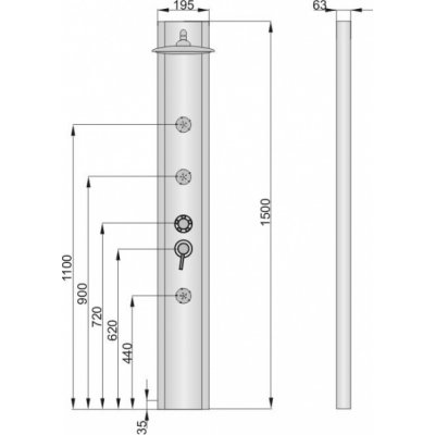Poolspa Iris System 1 panel prysznicowy 150x20 cm stalowy PPP52STS01C0000