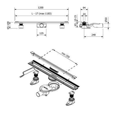 Polysan Slim Spring odpływ liniowy 120 cm stal SV120